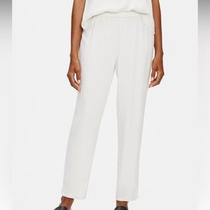 Eileen Fisher ankle pant with a flattering tapered leg with side slits.